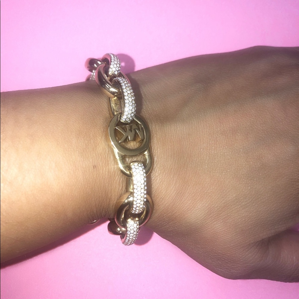 Michael Kors Gold Tone Pave Toggle Bracelet